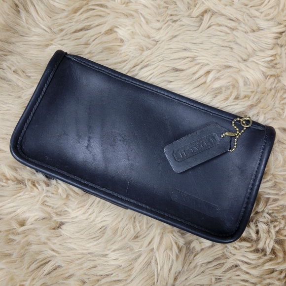 Vintage Coach Chunky Case 7165 Black Leather Utility Wallet Cosmetic Pouch - Picture 1 of 9